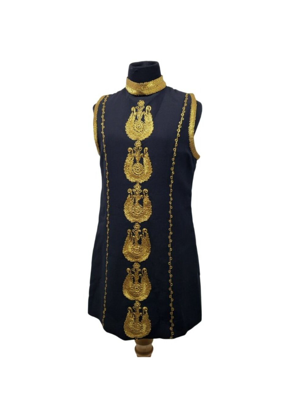 Nili Lotan Delphine Black Gold Embroidered Mini Shift Dress Greek God Odyssey - Picture 6 of 16